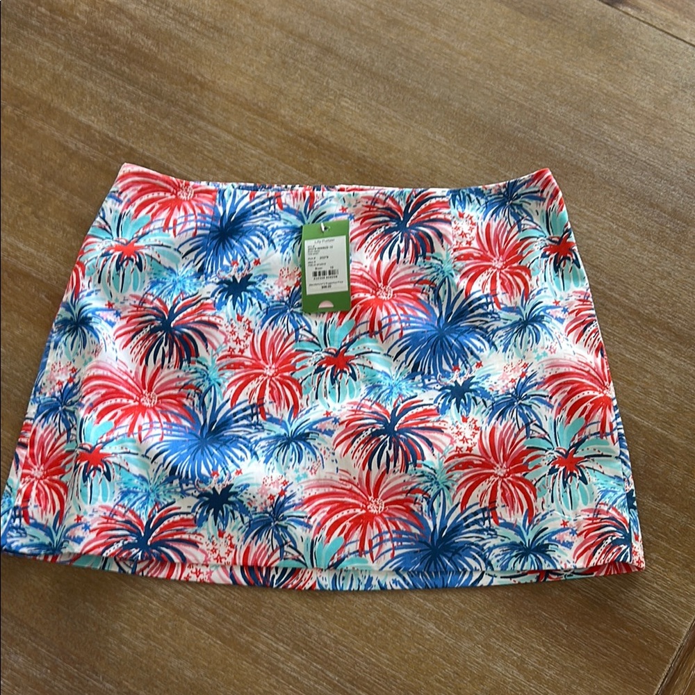 Lilly Pulitzer Red and Blue Floral Pencil Skirt